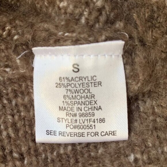 Olive & Oak Cardigan Sweater Cocoon Dolman Sleeve Open front Knit Buttons Brown - Picture 15 of 15